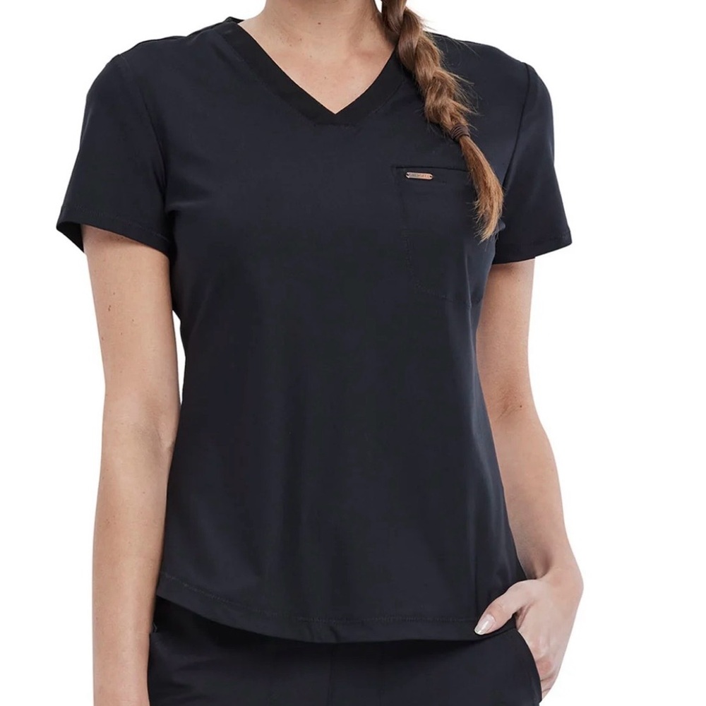 Cherokee FORM V-Neck Scrub Top Black Women's Size Large New with Tags